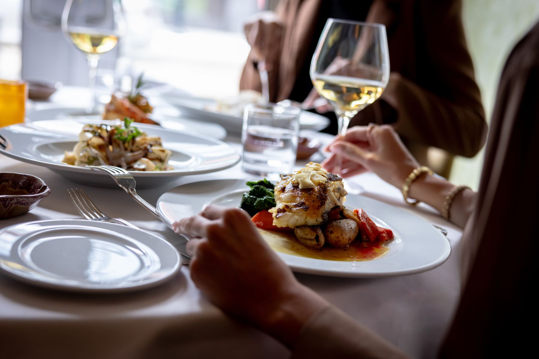 fine dining with wine